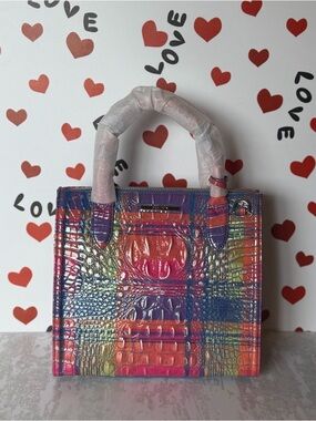 Brahmin Small Caroline Madras Leather Satchel PERFECT EYE! NWT PRICE FIRM NEON